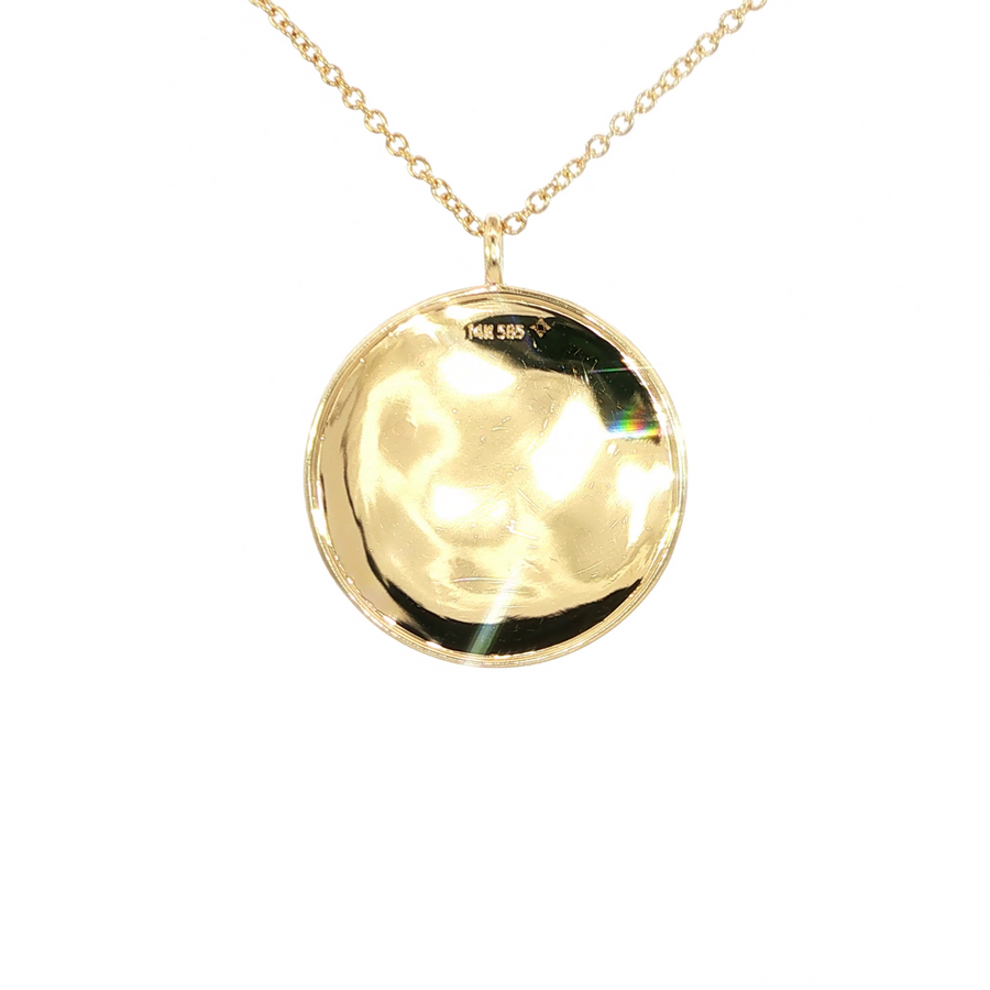 14K Yellow Gold Natural Diamond Vintage Inspired Butterfly Medallion Necklace