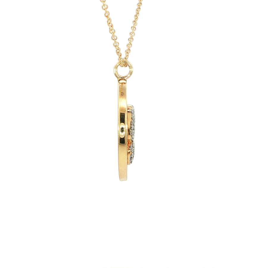 14K Yellow Gold Natural Diamond Vintage Inspired Butterfly Medallion Necklace