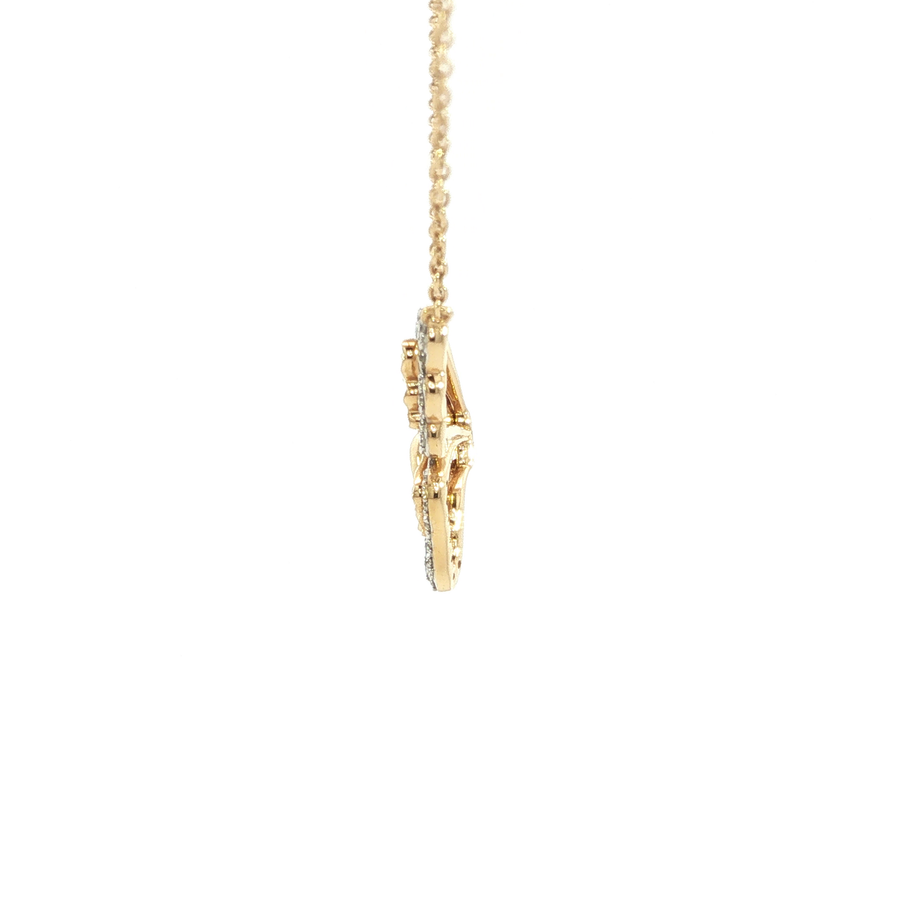 14K Yellow Gold Natural Diamond Butterfly Necklace