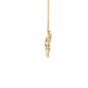 14K Yellow Gold Natural Diamond Butterfly Necklace