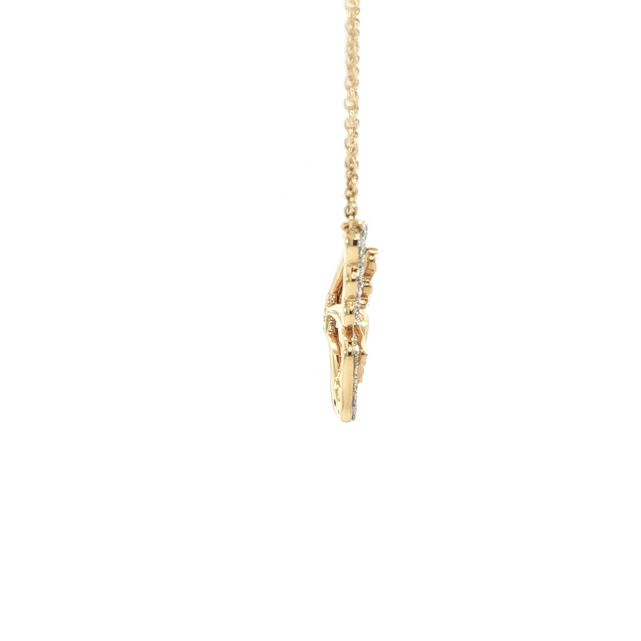 14K Yellow Gold Natural Diamond Butterfly Necklace