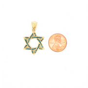 14K Yellow Gold Natural Blue Diamond Star of David Pendant