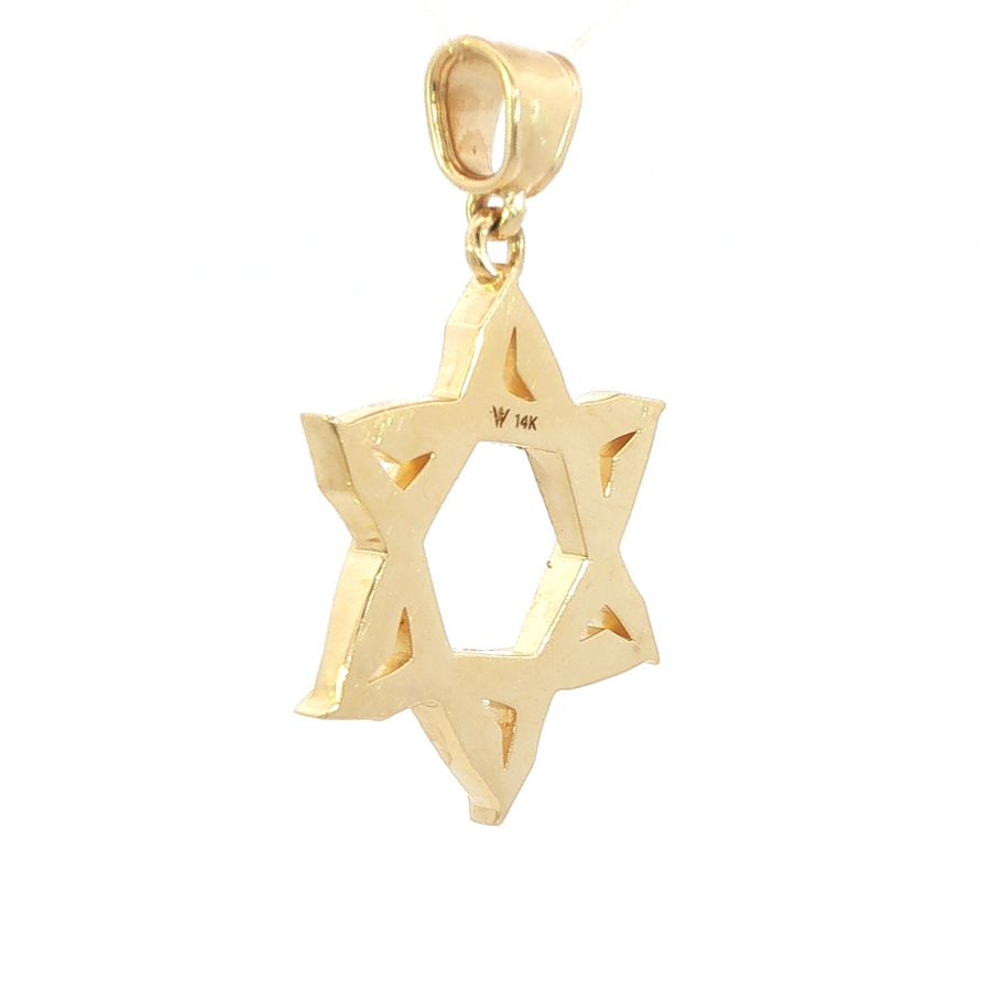 14K Yellow Gold Natural Blue Diamond Star of David Pendant