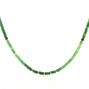 14K Yellow Gold Tzavorite Garnet Gradient Beaded Necklace