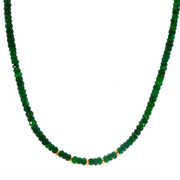 14K Yellow Gold Viridian Emerald Beaded Necklace