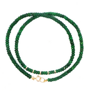 14K Yellow Gold Viridian Emerald Beaded Necklace