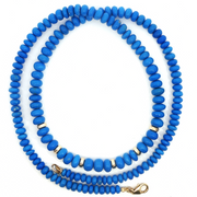 14K Yellow Gold Graduated Ceruleite Beaded Necklace