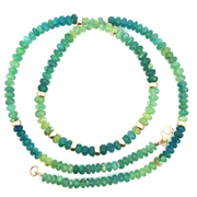 14K Yellow Gold Green Afganite Beaded Necklace