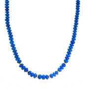 14K Yellow Gold Graduated Ceruleite Beaded Necklace