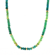 14K Yellow Gold Green Afganite Beaded Necklace