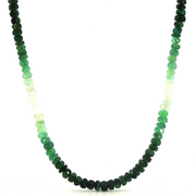 14K Yellow Gold Graduated Rustic Emerald Beaded Necklace