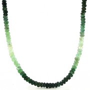 14K Yellow Gold Graduated Rustic Emerald Beaded Necklace