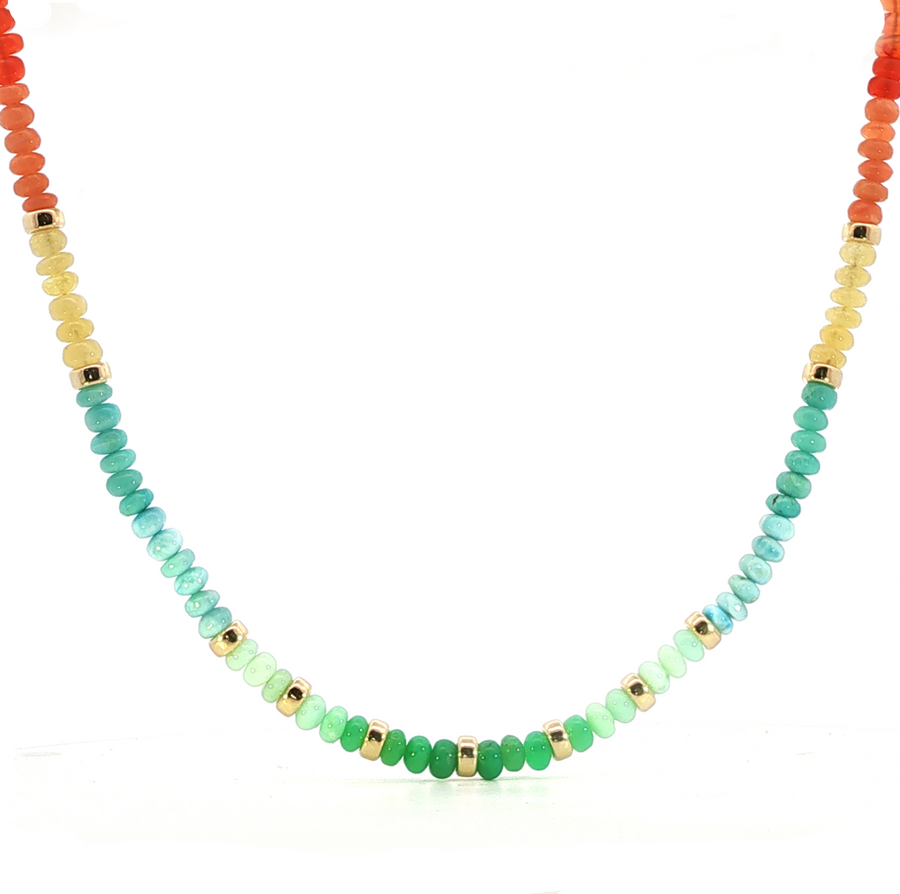14K Yellow Gold Opal Around the World Necklace