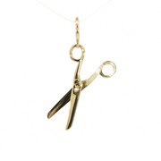14K Yellow Gold Scissors Rondelle Charm Pendant
