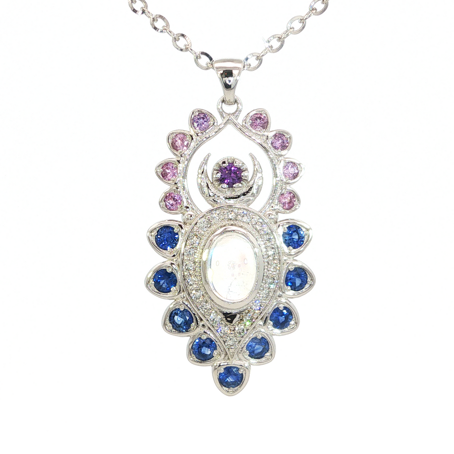 14K White Gold Moondust Necklace
