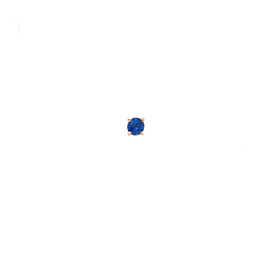 14K Yellow Gold Martini Set Natural Round Cut Blue Sapphire Stud Earring