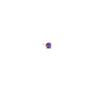 14K Yellow Gold Martini Set Natural Round Cut Purple Sapphire Stud Earring