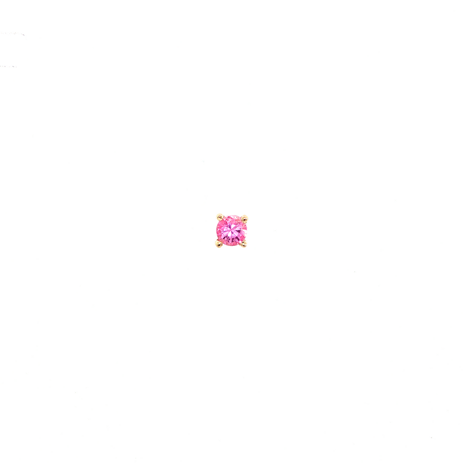 14K Yellow Gold Martini Set Natural Round Cut Pink Sapphire Stud Earring