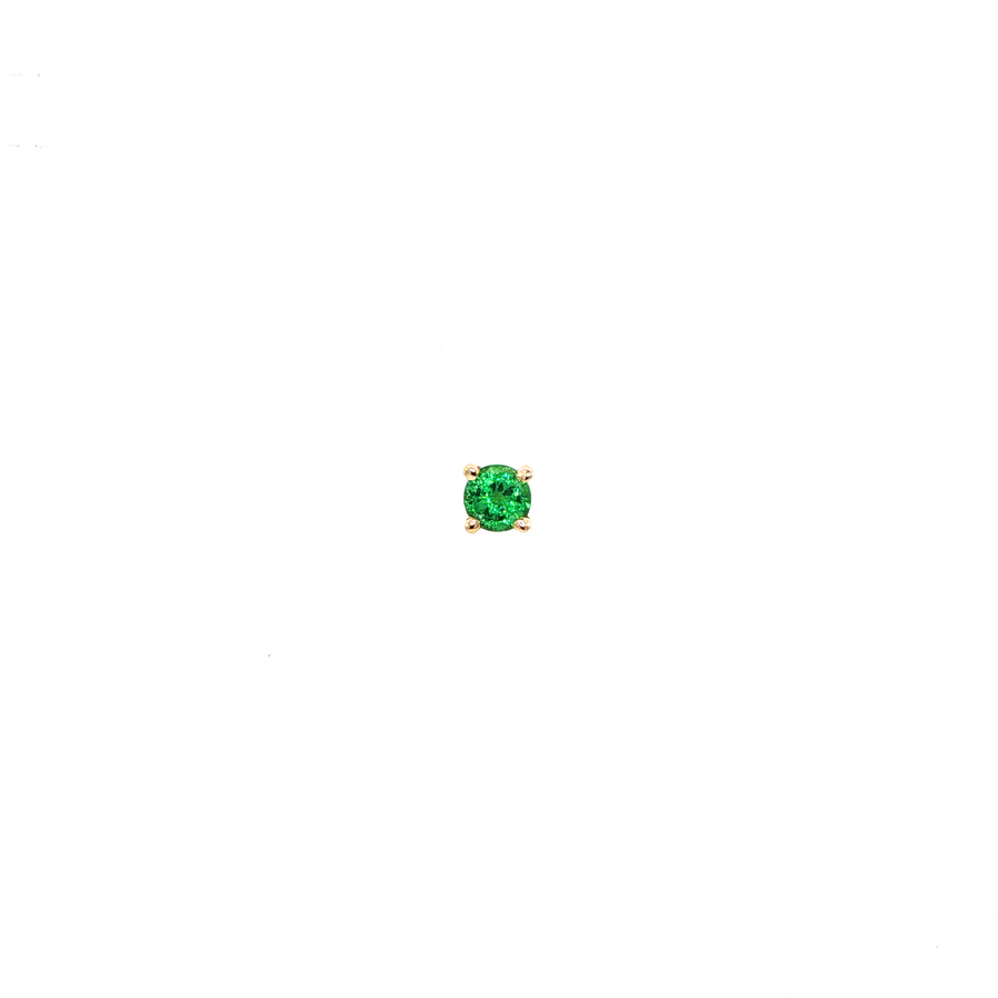 14K Yellow Gold Martini Set Tsavorite Sapphire Stud Earring
