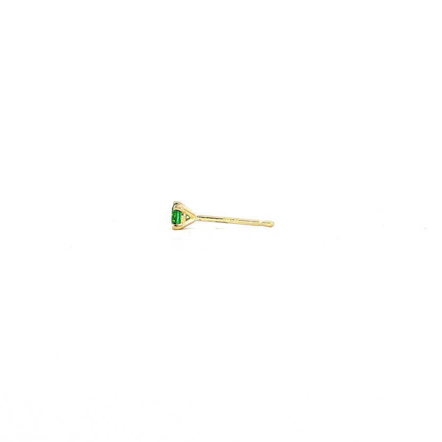14K Yellow Gold Martini Set Tsavorite Sapphire Stud Earring