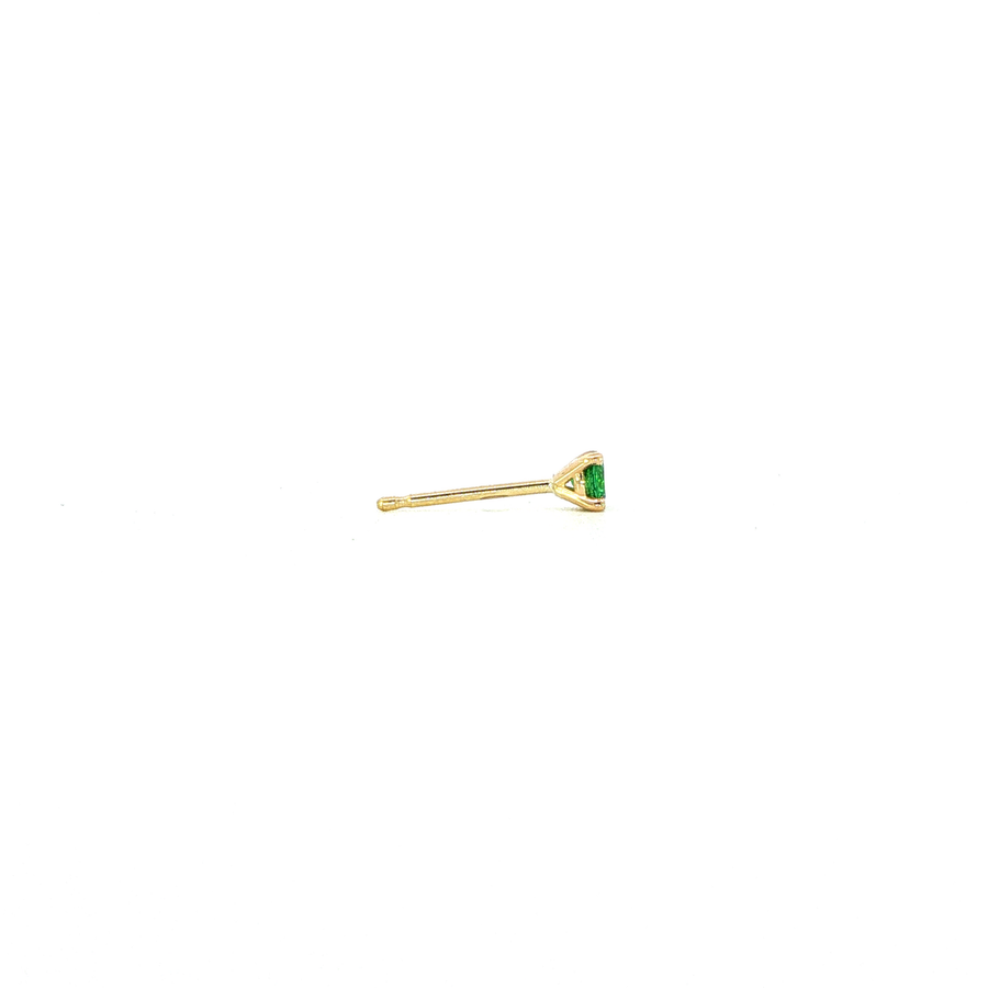 14K Yellow Gold Martini Set Tsavorite Sapphire Stud Earring