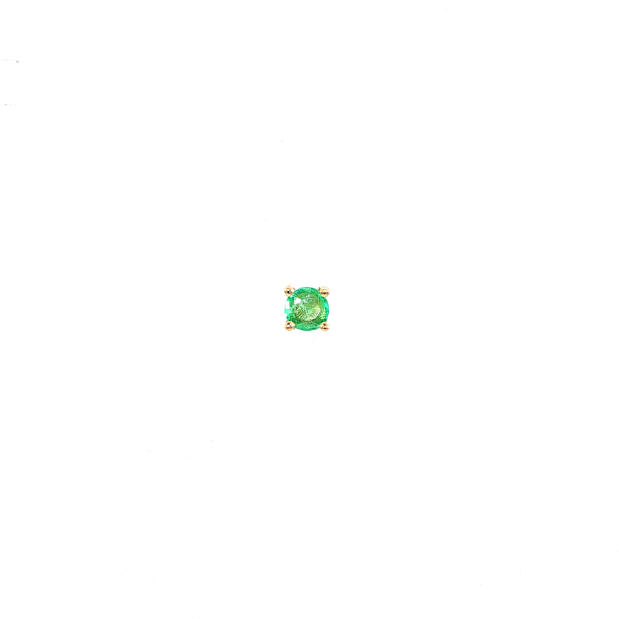 14K Yellow Gold Martini Set Emerald Sapphire Stud Earring