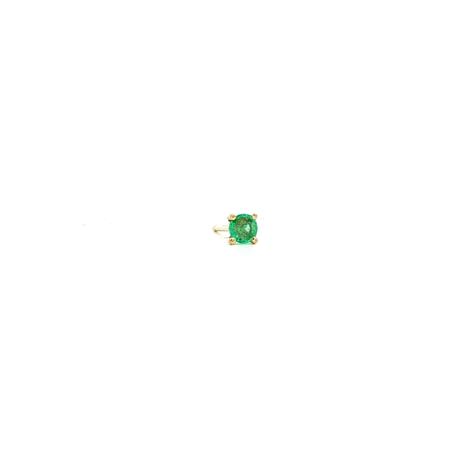 14K Yellow Gold Martini Set Emerald Sapphire Stud Earring