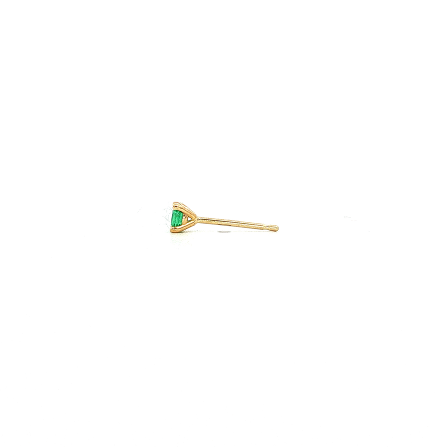 14K Yellow Gold Martini Set Emerald Sapphire Stud Earring