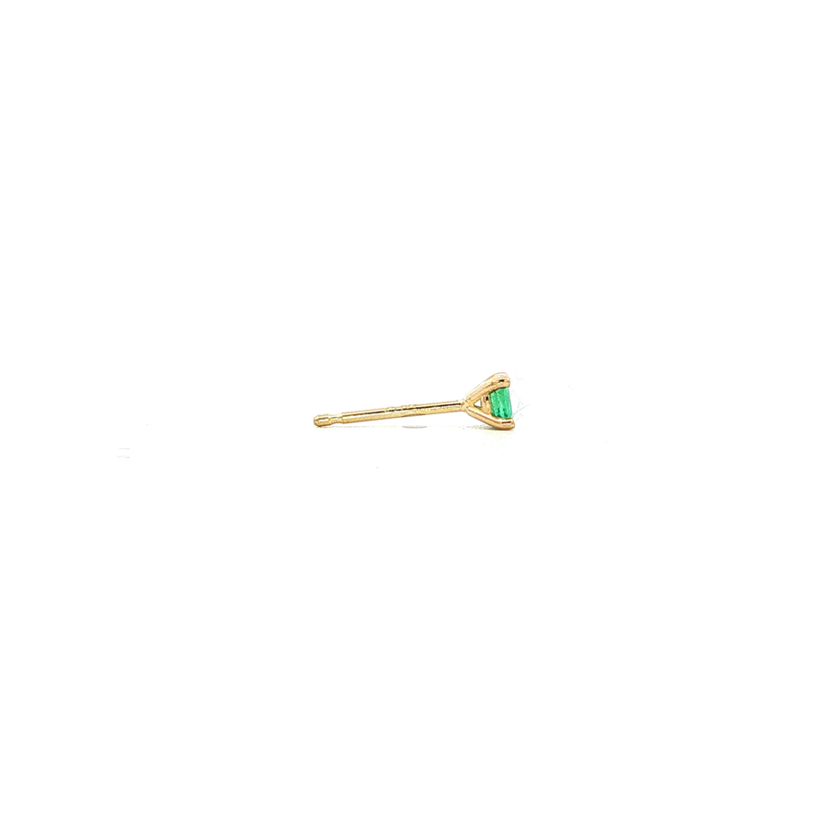 14K Yellow Gold Martini Set Emerald Sapphire Stud Earring
