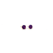 14K Yellow Gold Martini Set Amethyst Stud Earrings