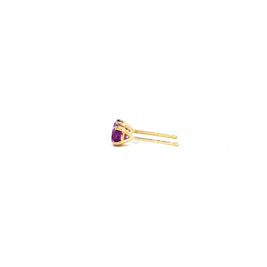 14K Yellow Gold Martini Set Amethyst Stud Earrings
