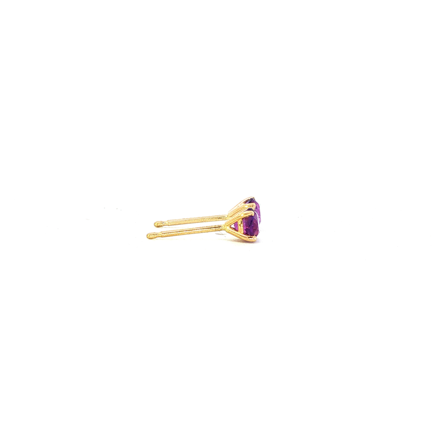 14K Yellow Gold Martini Set Amethyst Stud Earrings