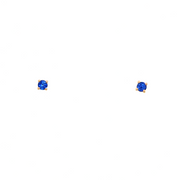 14K Yellow Gold Martini Set Blue Sapphire Stud Earrings