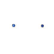 14K Yellow Gold Martini Set Blue Sapphire Stud Earrings