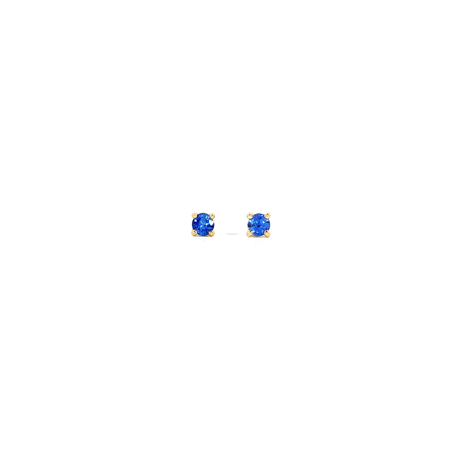 14K Yellow Gold Martini Set Blue Sapphire Stud Earrings