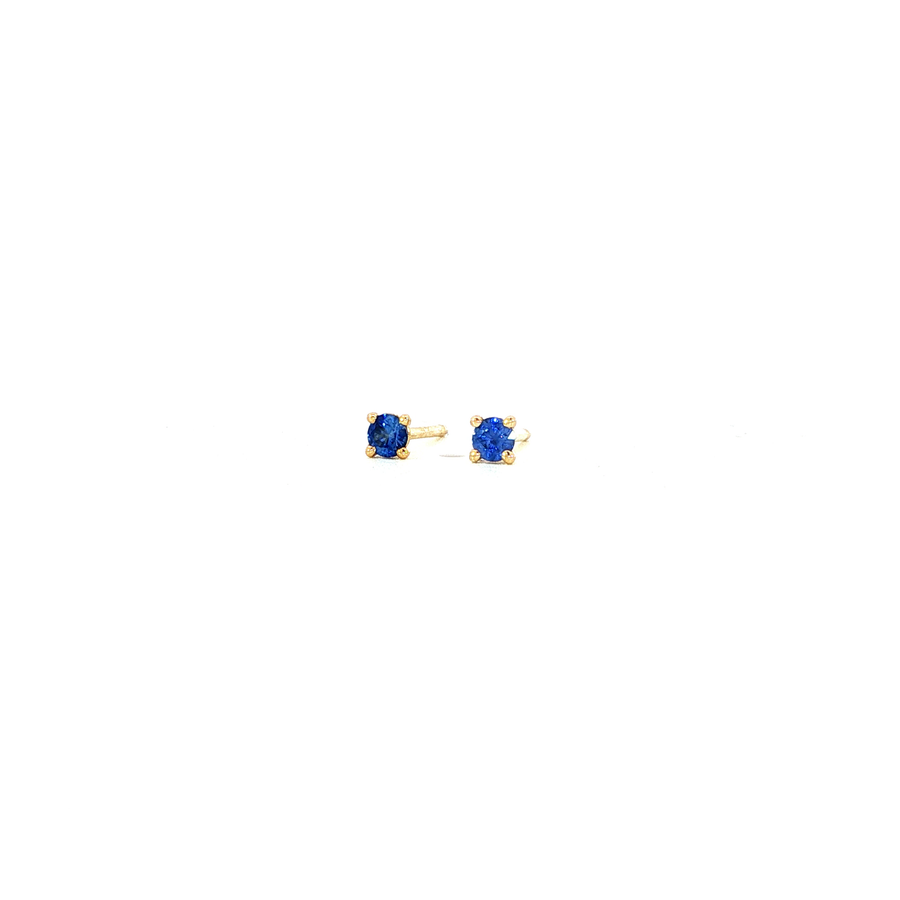 14K Yellow Gold Martini Set Blue Sapphire Stud Earrings