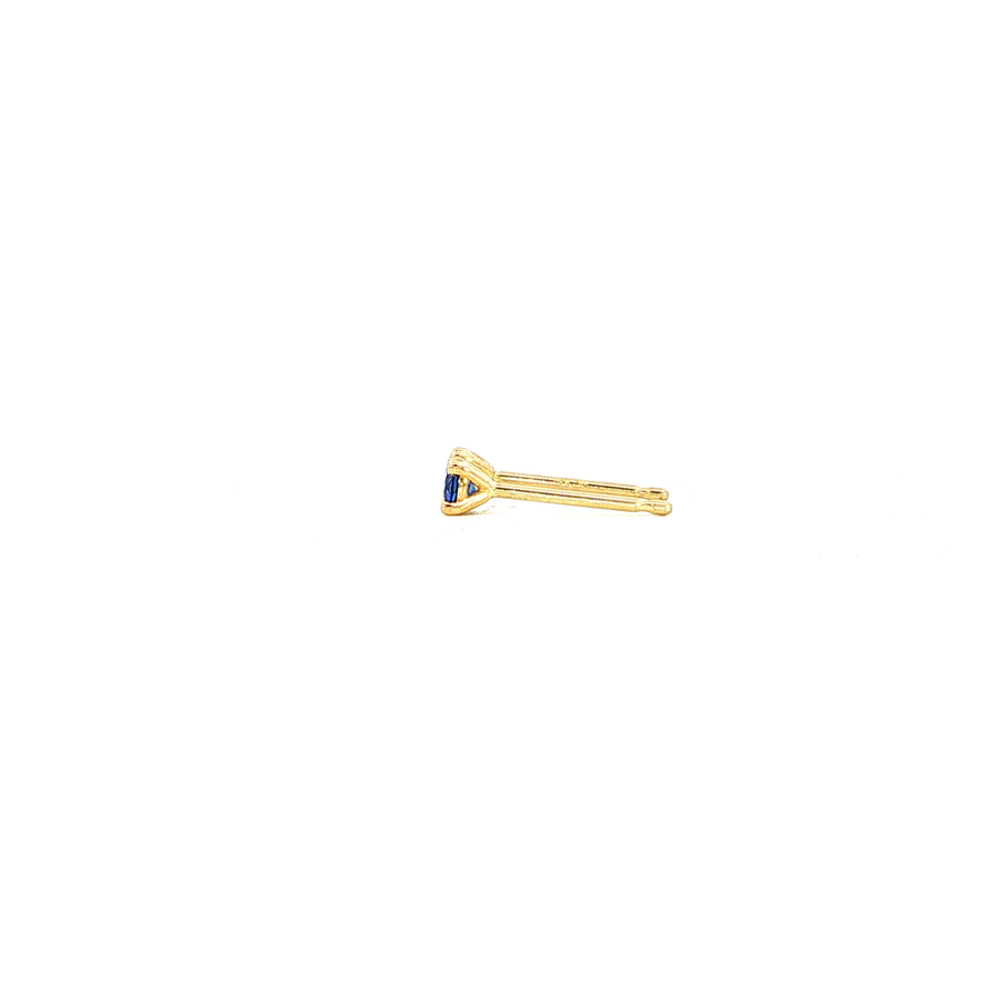 14K Yellow Gold Martini Set Blue Sapphire Stud Earrings