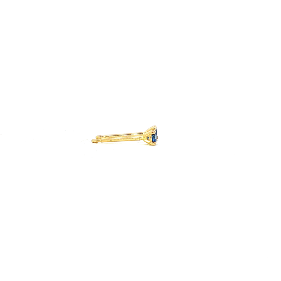 14K Yellow Gold Martini Set Blue Sapphire Stud Earrings