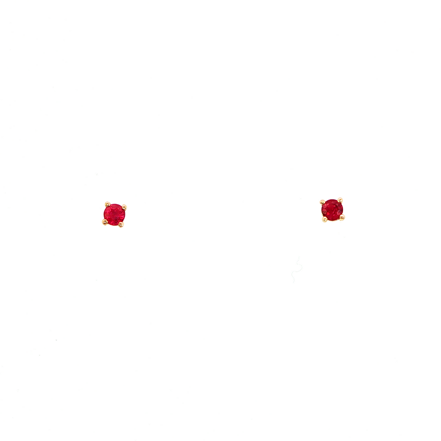 14K Yellow Gold Martini Set Red Ruby Stud Earrings