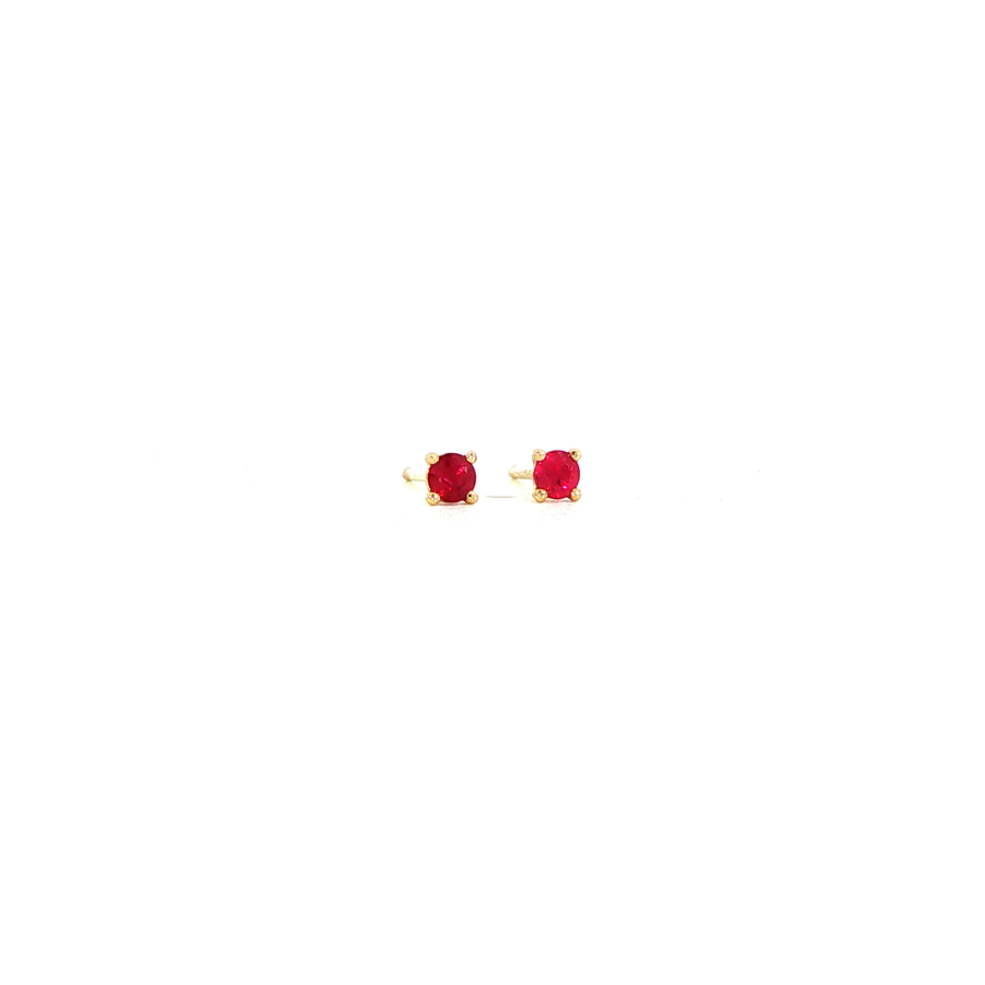 14K Yellow Gold Martini Set Red Ruby Stud Earrings