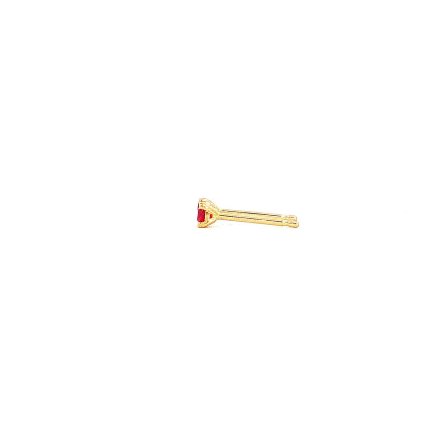 14K Yellow Gold Martini Set Red Ruby Stud Earrings