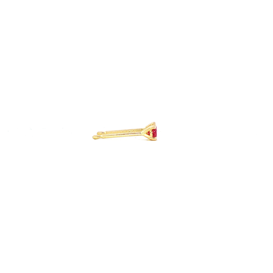 14K Yellow Gold Martini Set Red Ruby Stud Earrings