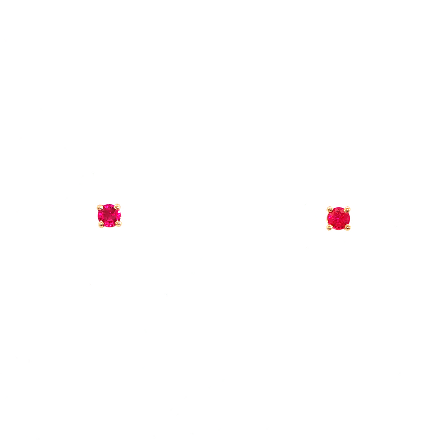 14K Yellow Gold Martini Set Pink Ruby Stud Earrings