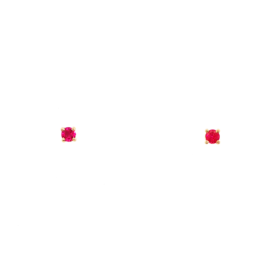 14K Yellow Gold Martini Set Pink Ruby Stud Earrings