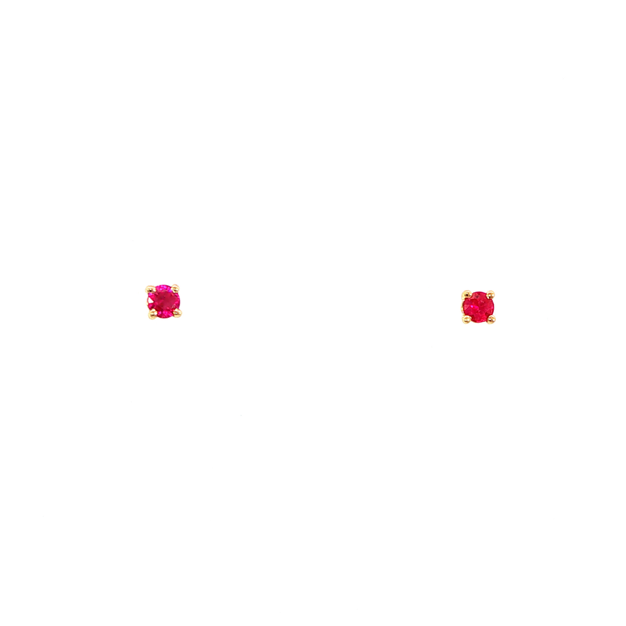 14K Yellow Gold Martini Set Pink Ruby Stud Earrings