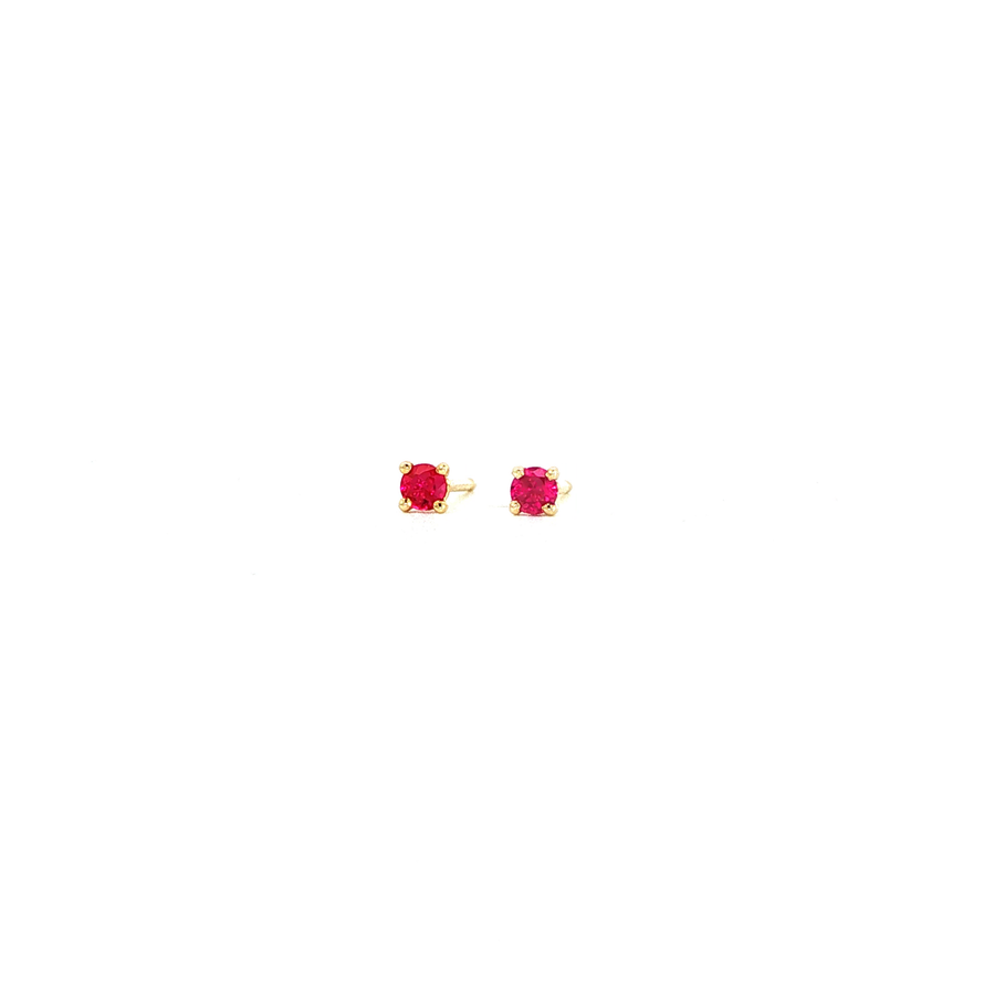 14K Yellow Gold Martini Set Pink Ruby Stud Earrings
