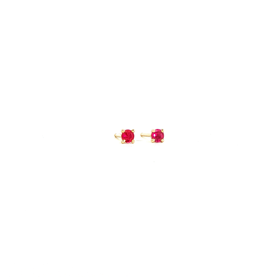 14K Yellow Gold Martini Set Pink Ruby Stud Earrings