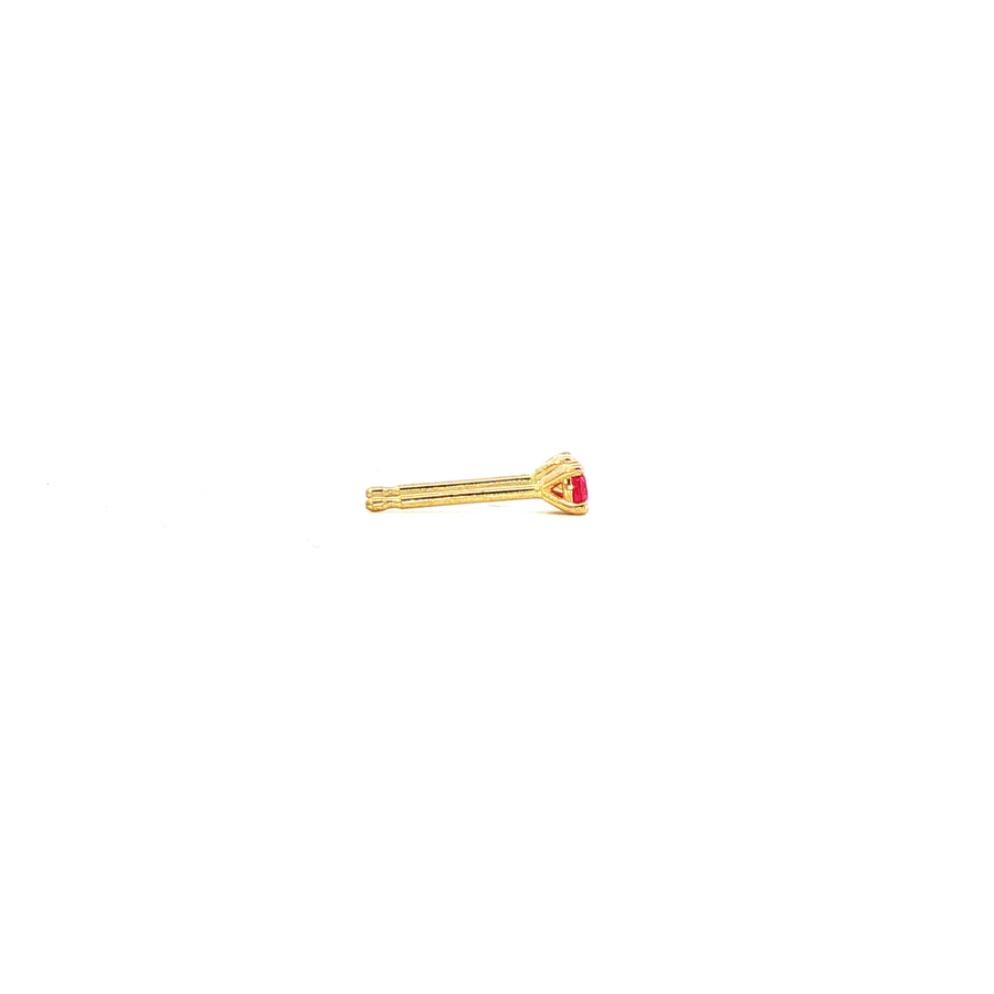 14K Yellow Gold Martini Set Pink Ruby Stud Earrings