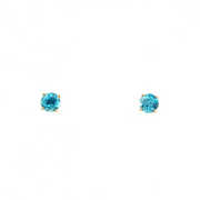 14K Yellow Gold Martini Set Blue Zircon Stud Earrings