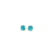 14K Yellow Gold Martini Set Blue Zircon Stud Earrings